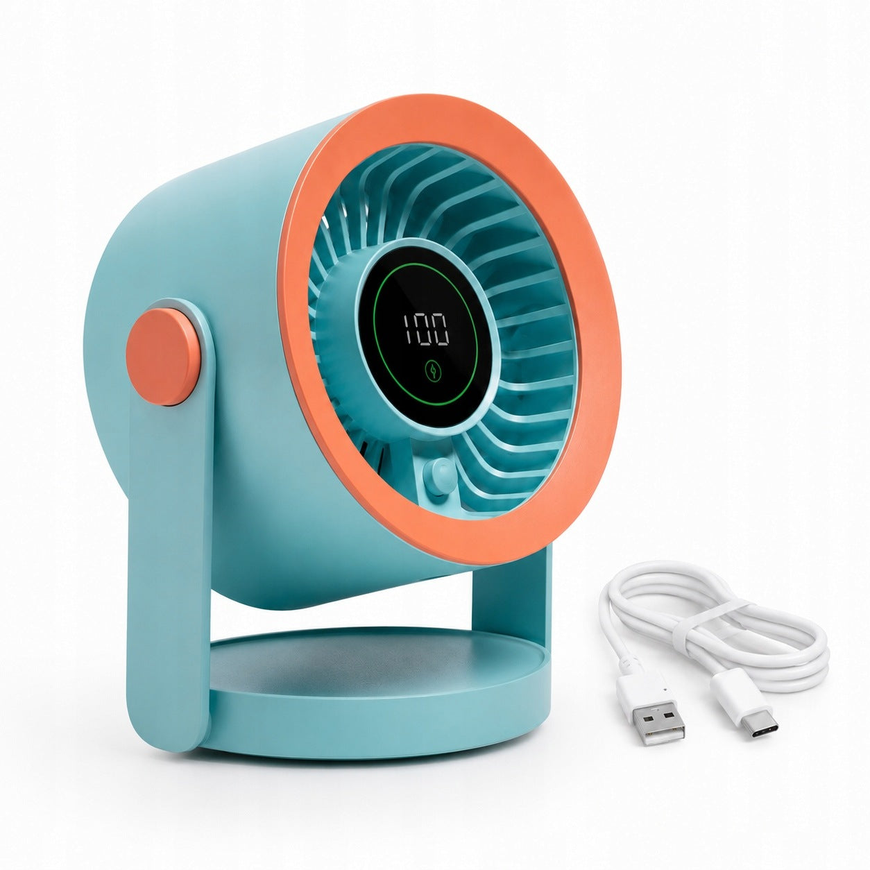 USB-C Desk Fan Mini Table Fan Quiet Powerful LCD Cord Packaging status original