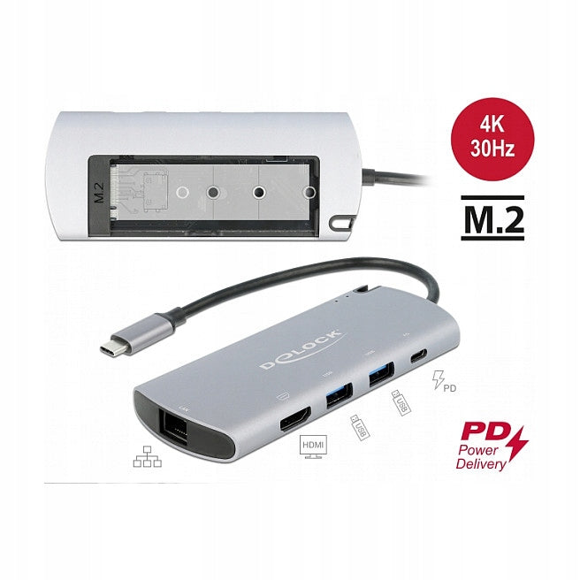 USB-C Docking Station with M.2, HDMI 4K, LAN and PD 100W Manufacturer code 87767