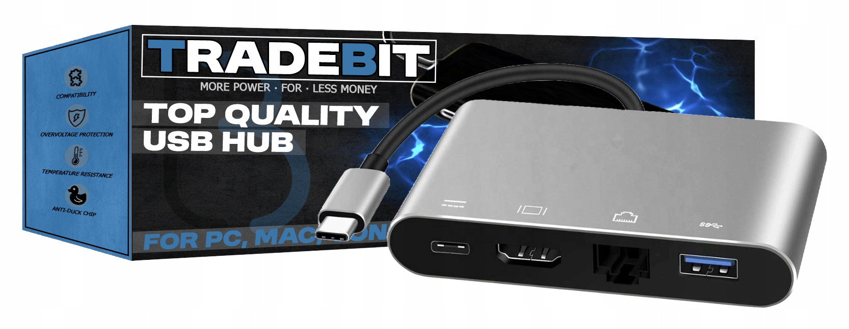USB-C HDMI 4K 3840*2160 LAN RJ45 5Gbps PD HUB Docking Station up to 100Mbps Packaging status original