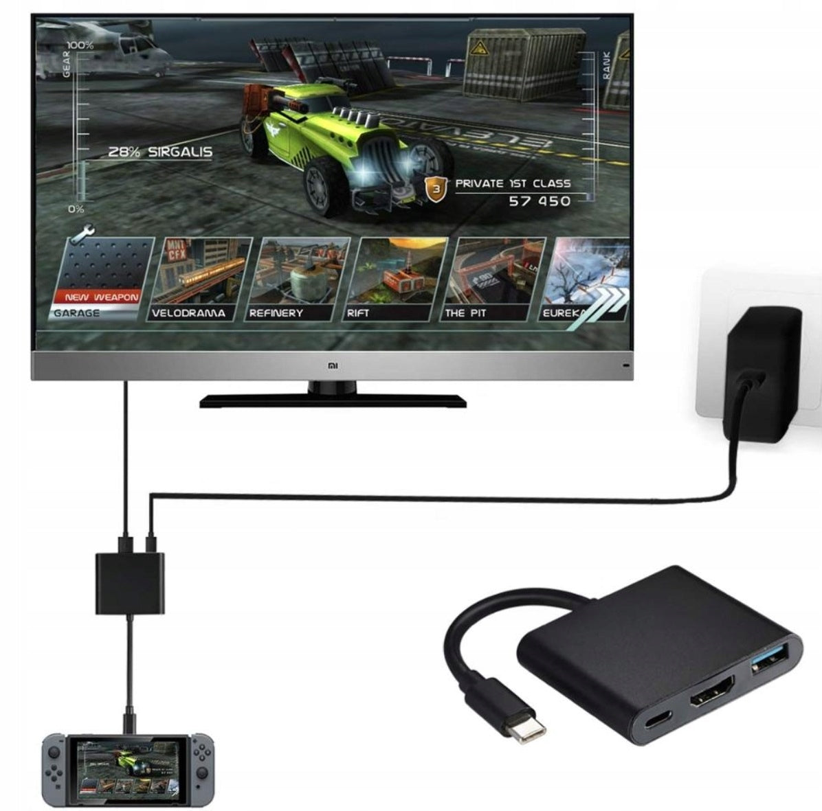 USB-C HUB Docking Station HDMI Adapter 4k USB 3.0 PD to Windows Linux Mac Packaging status original