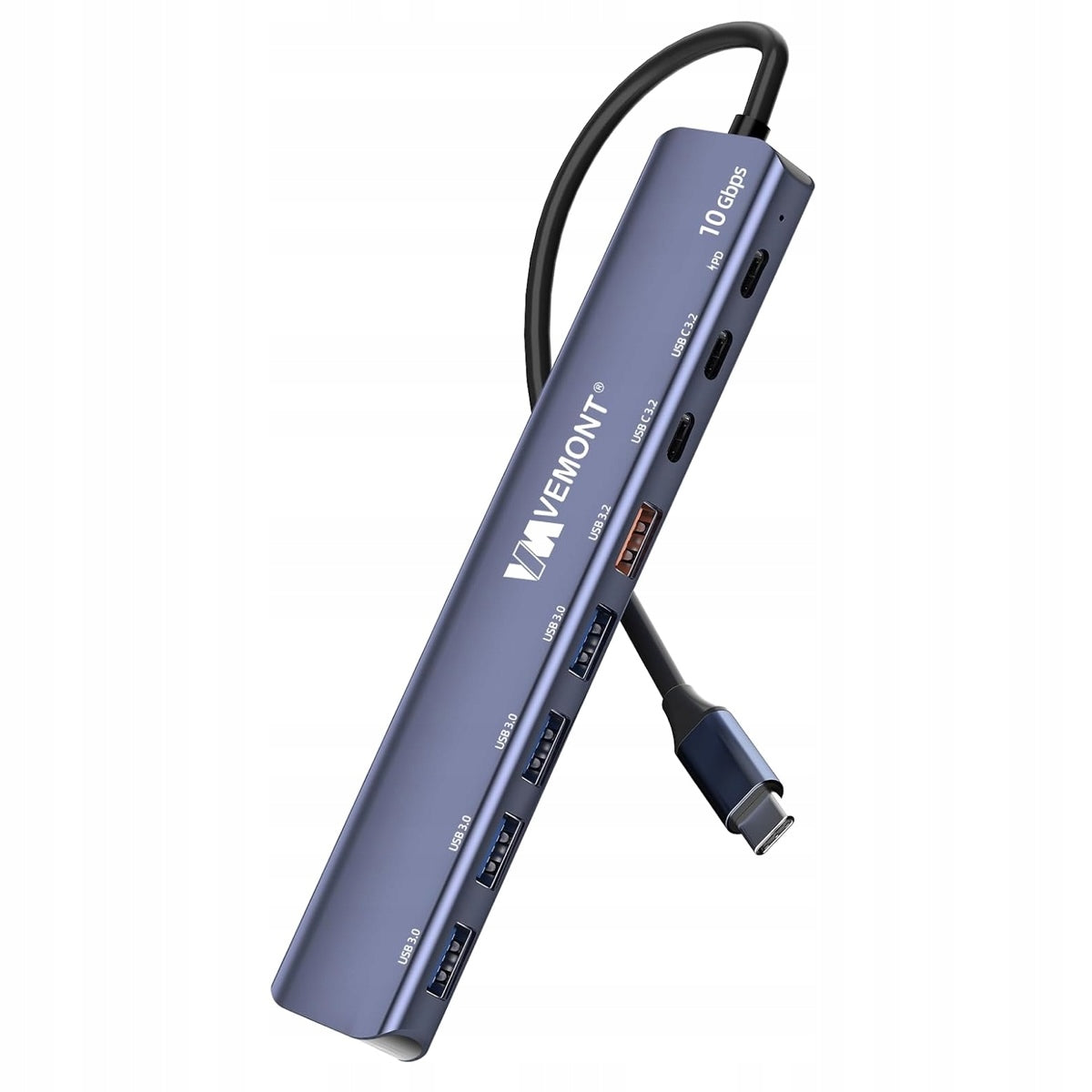 USB-C Hub VEMONT 7in1 10 Gbps with PD 100W Charging, USB Hub