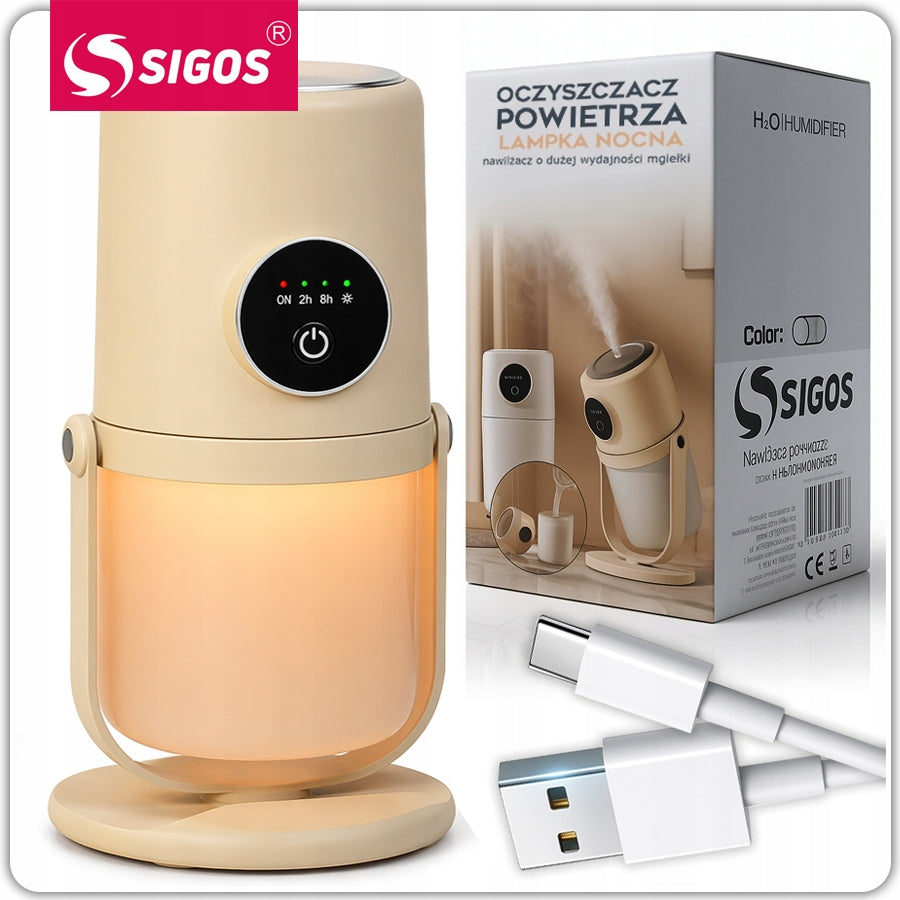 USB-C LED Air Humidifier 2in1 Night Light Quiet Diffuser Aromatherapy Water tank capacity 0.27 l