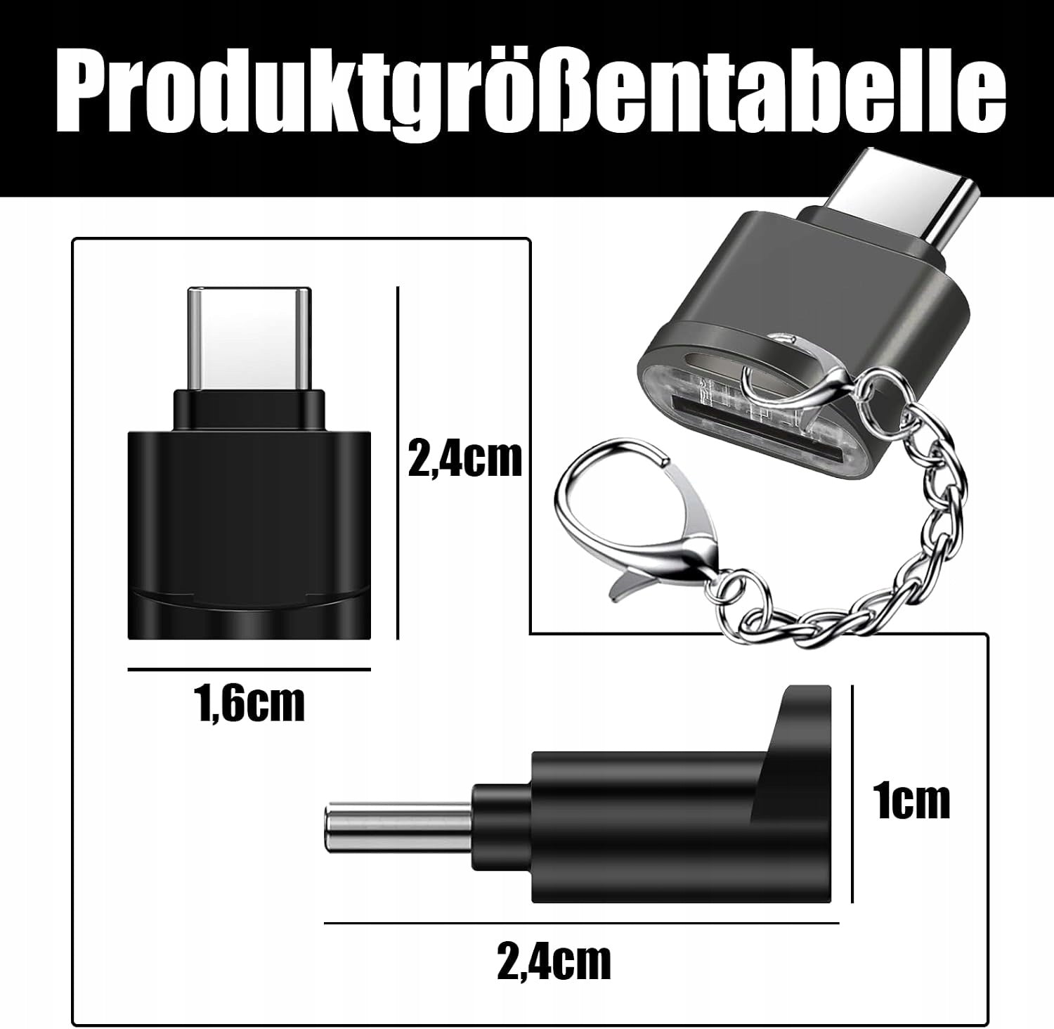 USB C MICRO SD TF CARD READER WITH KEY CHAIN BLACK WITHOUT OTG DRIVERS Manufacturer Adapter