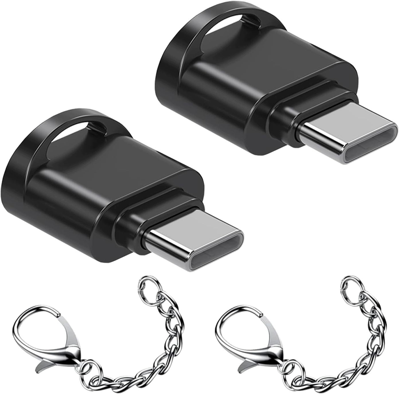 USB C MICRO SD TF CARD READER WITH KEY CHAIN BLACK WITHOUT OTG DRIVERS