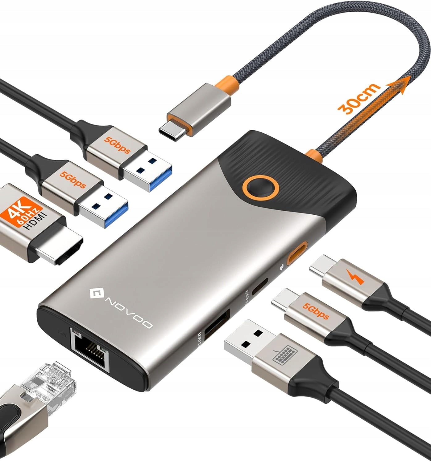USB C NOVOO, 7 in 1 Docking Station with HDMI 460Hz
