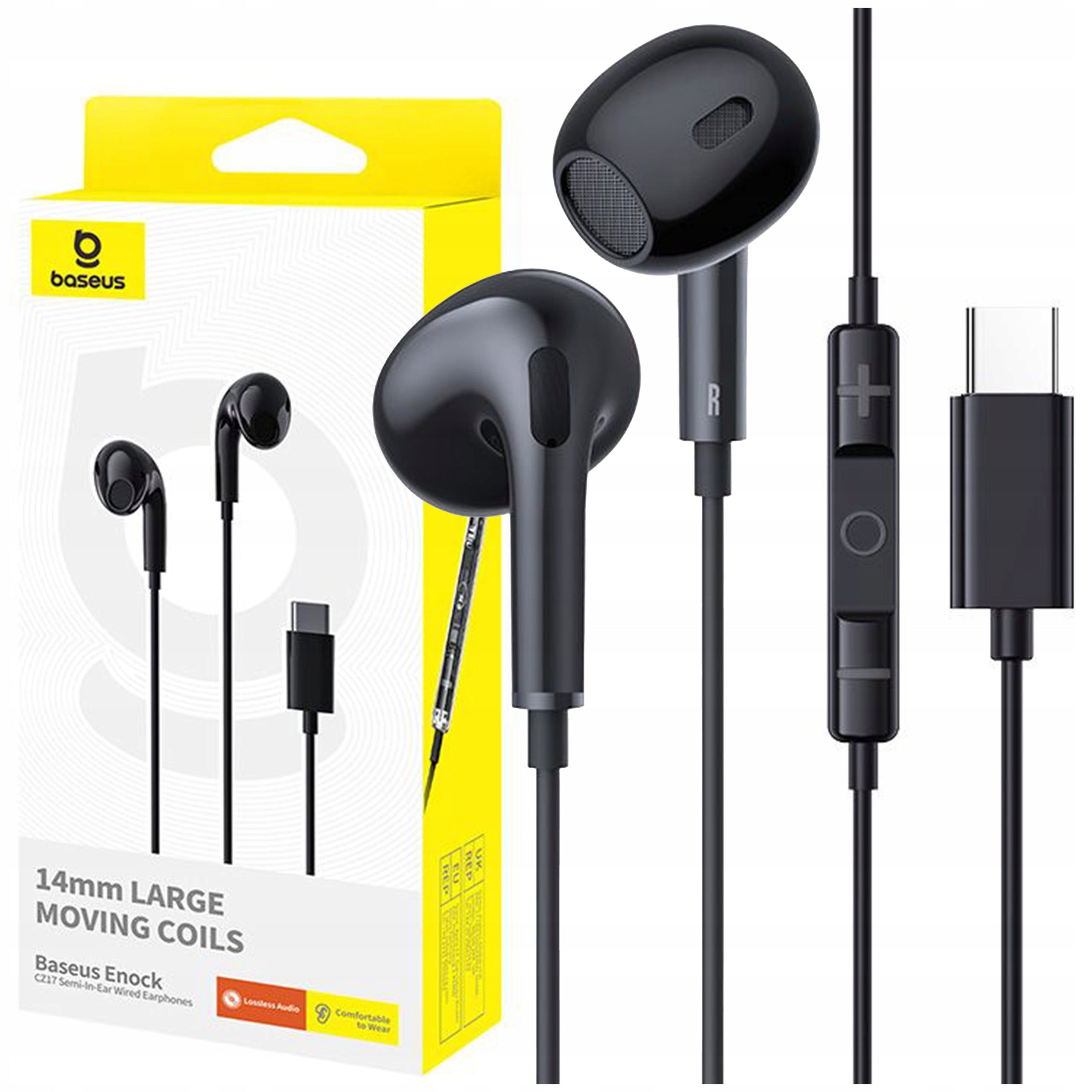 USB-C WIRED EARBUDS BASEUS Encok CZ17 WITH MICROPHONE AND REMOTE CONTROL