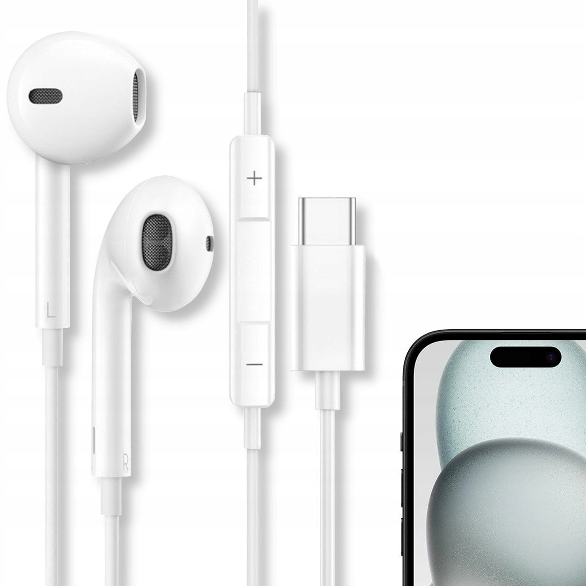 USB-C WIRED EARBUDS FOR IPHONE 15 16 17 PRO MAX IPAD MACBOOK Manufacturer code 5905331160841