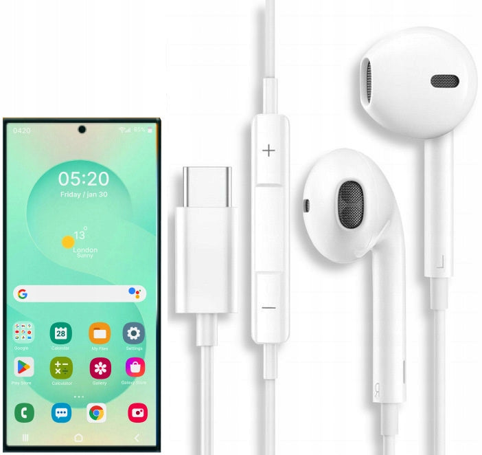 USB-C WIRED HEADPHONES FOR SMARTPHONE TABLET SAMSUNG GALAXY