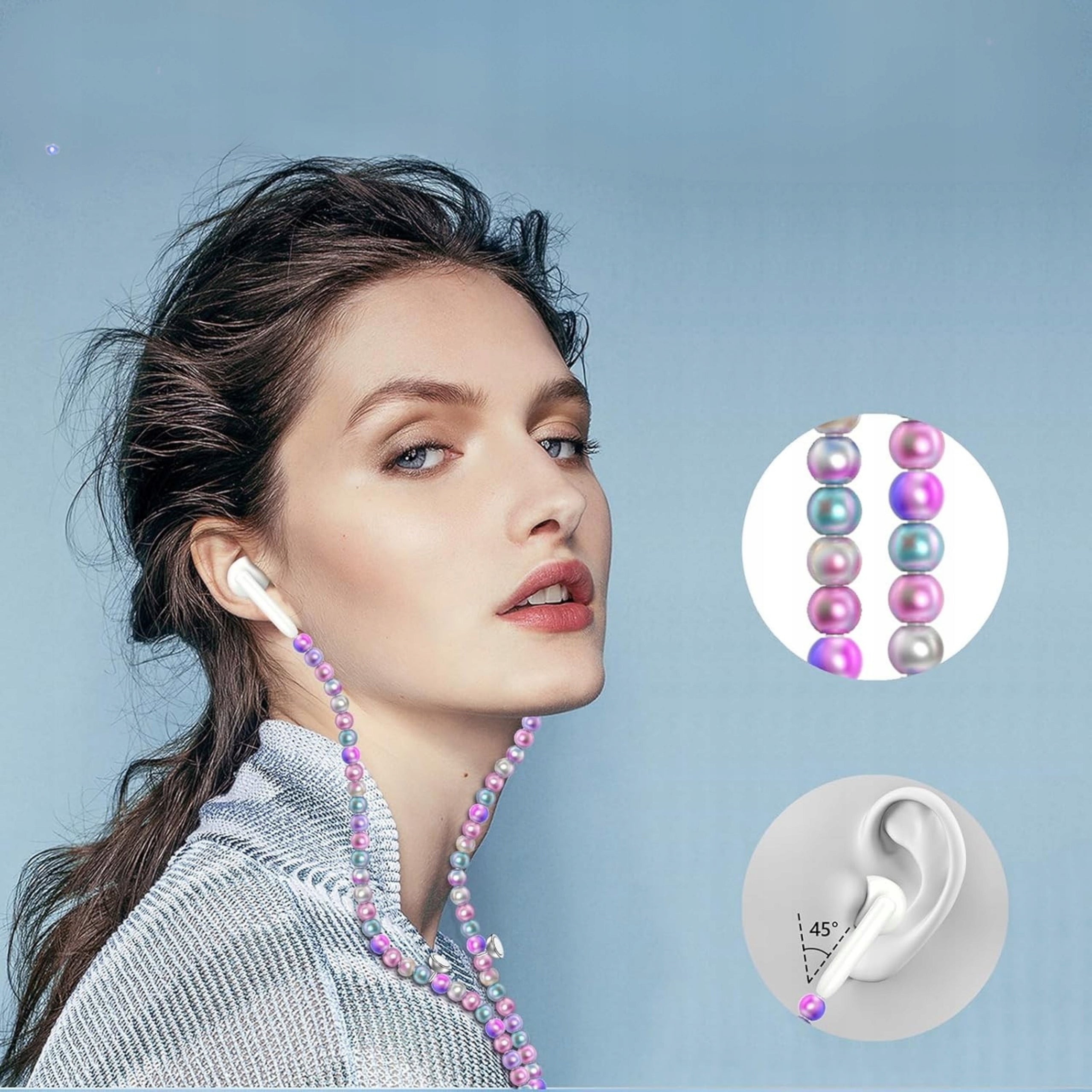 USB C Wired Earbuds with HiFi Pearls Stereo Microphone Adjustable Manufacturer code Słuchawki douszne przewodowe USB C z Perłami