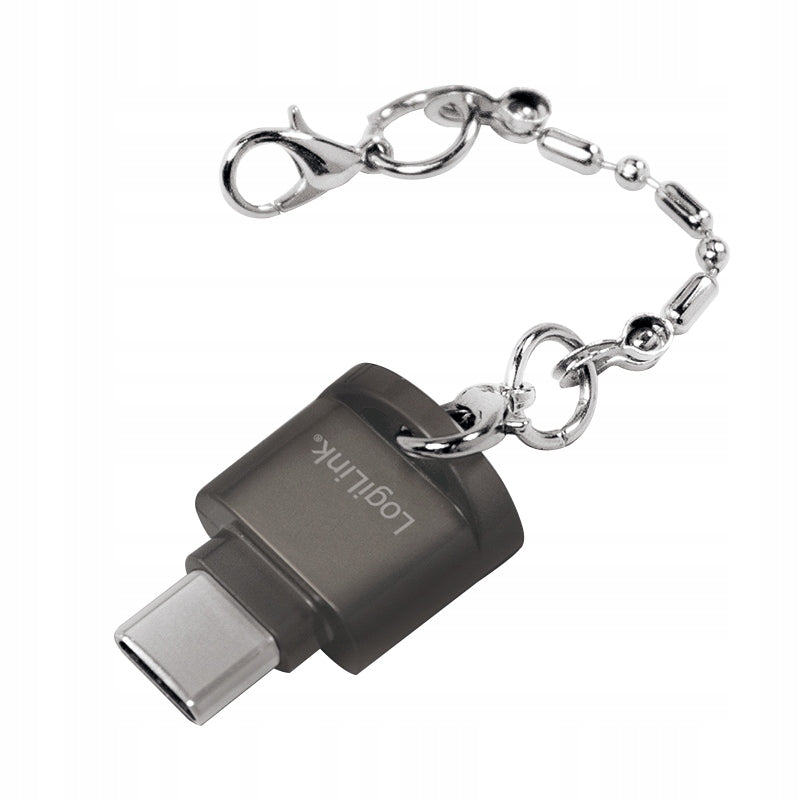 USB-C to microSD Memory Card Reader with OTG Function Grey Keychain