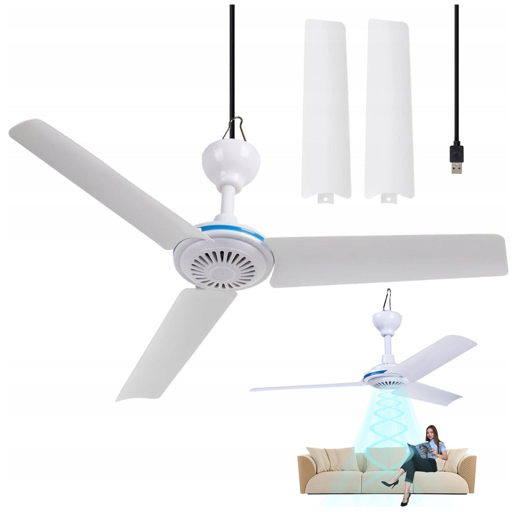 USB CEILING FAN CAMPING TENT QUIET PORTABLE SPARE WINDMILL