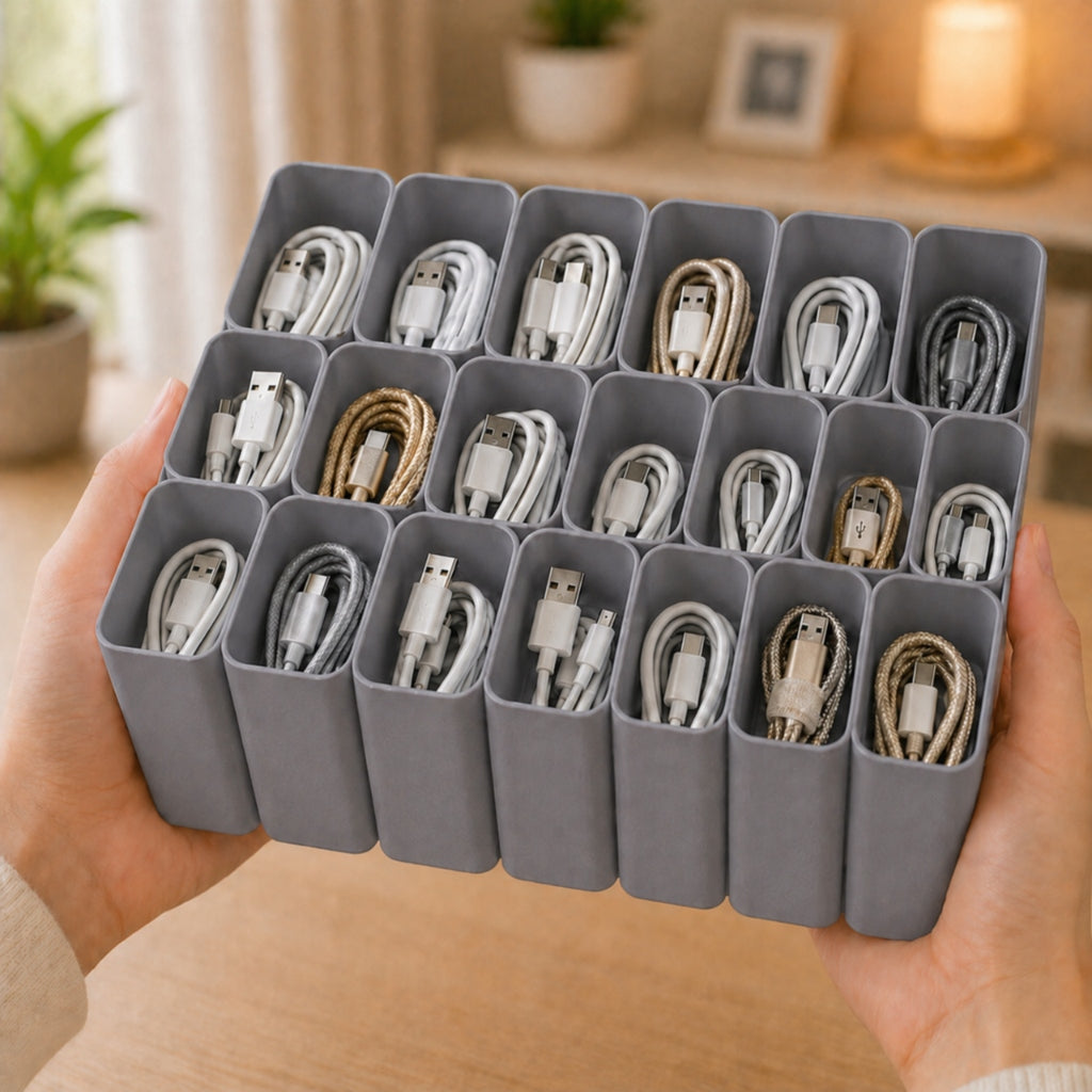 USB Cable Organizer Grey Drawer Charger Container Brand no brand