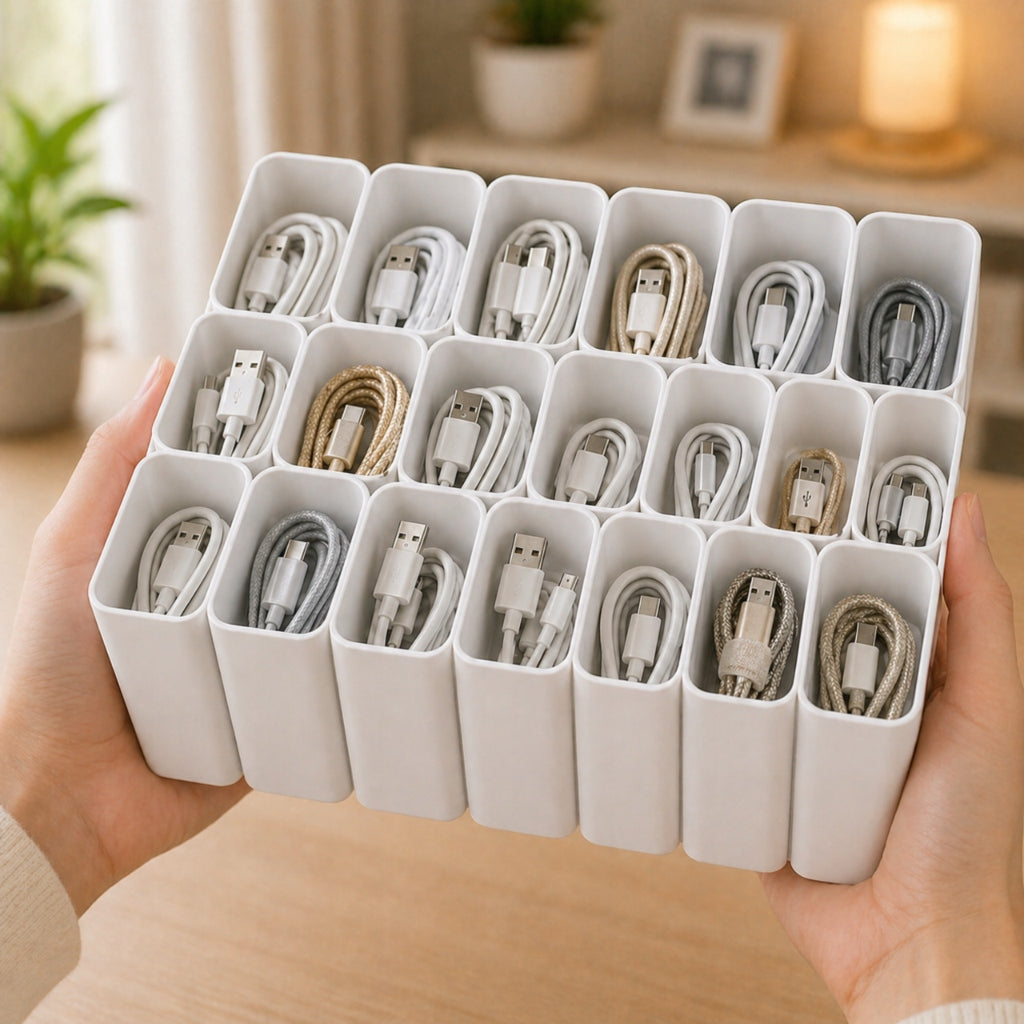USB Cable Organizer White Drawer Charger Container Brand no brand