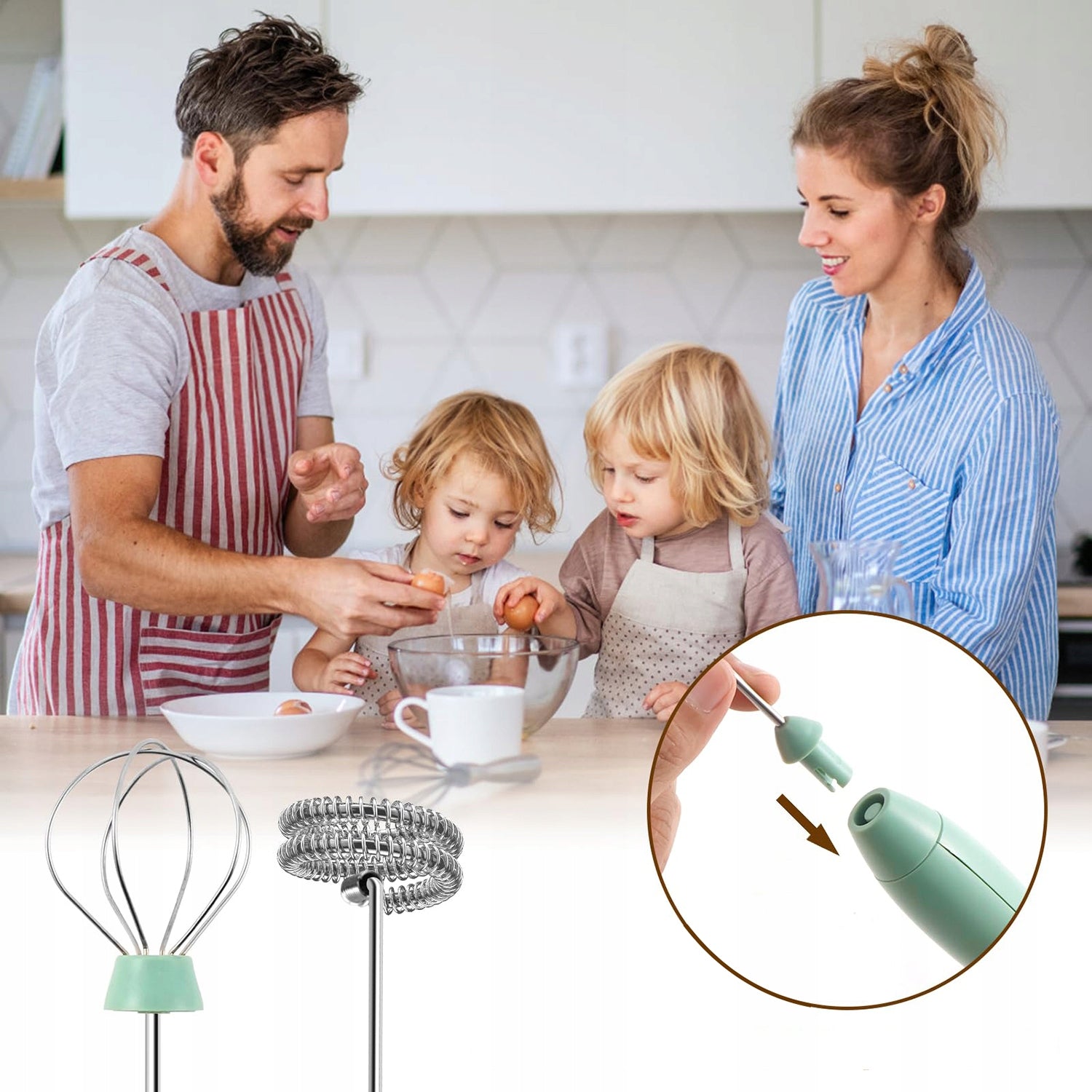 USB Electric Milk frother, 3 Speeds, Coffee Mixer - Green Dominant color green