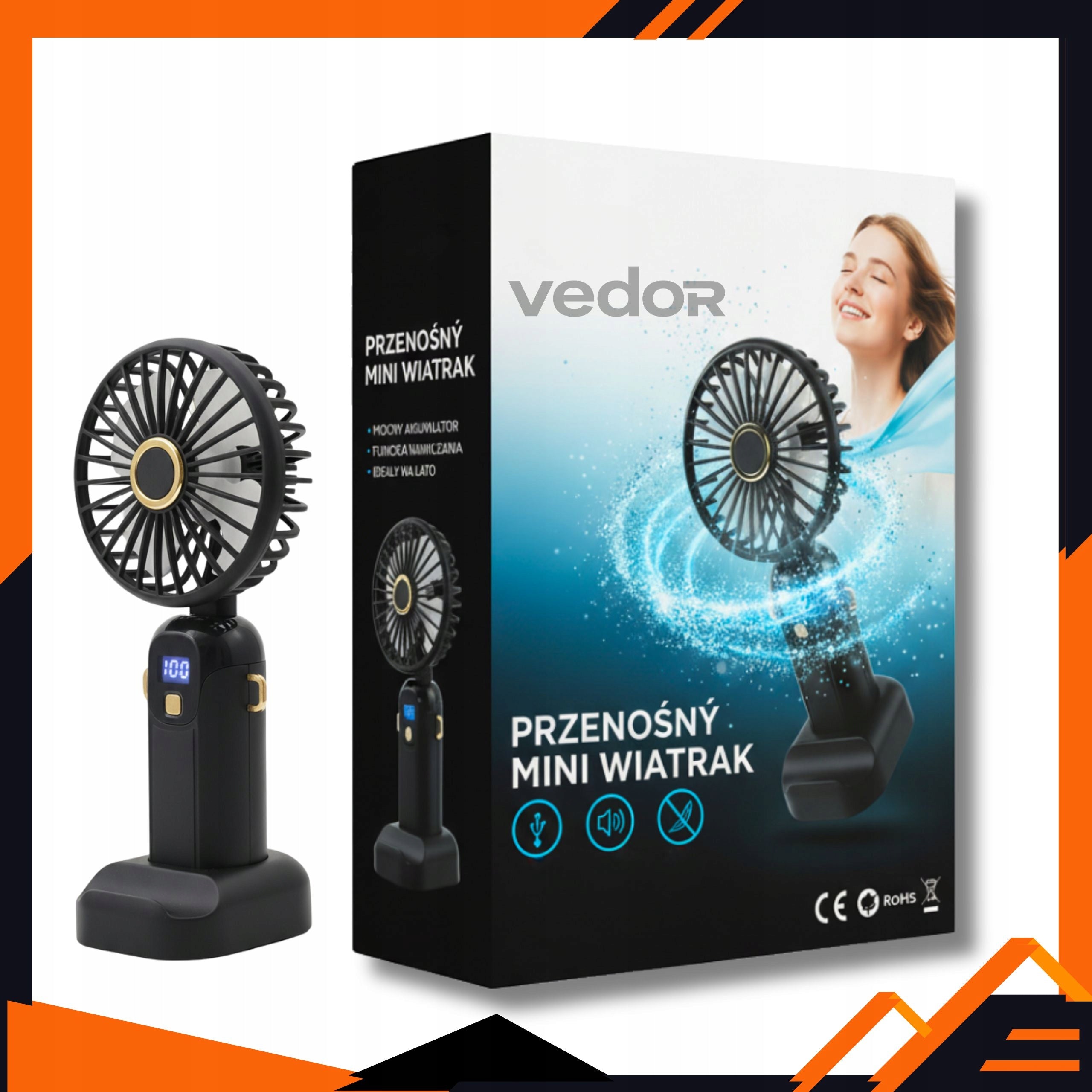 USB Fan Mini Fan Quiet Portable Modern 5 Vent Modes Model Wiatrak USB Vedor