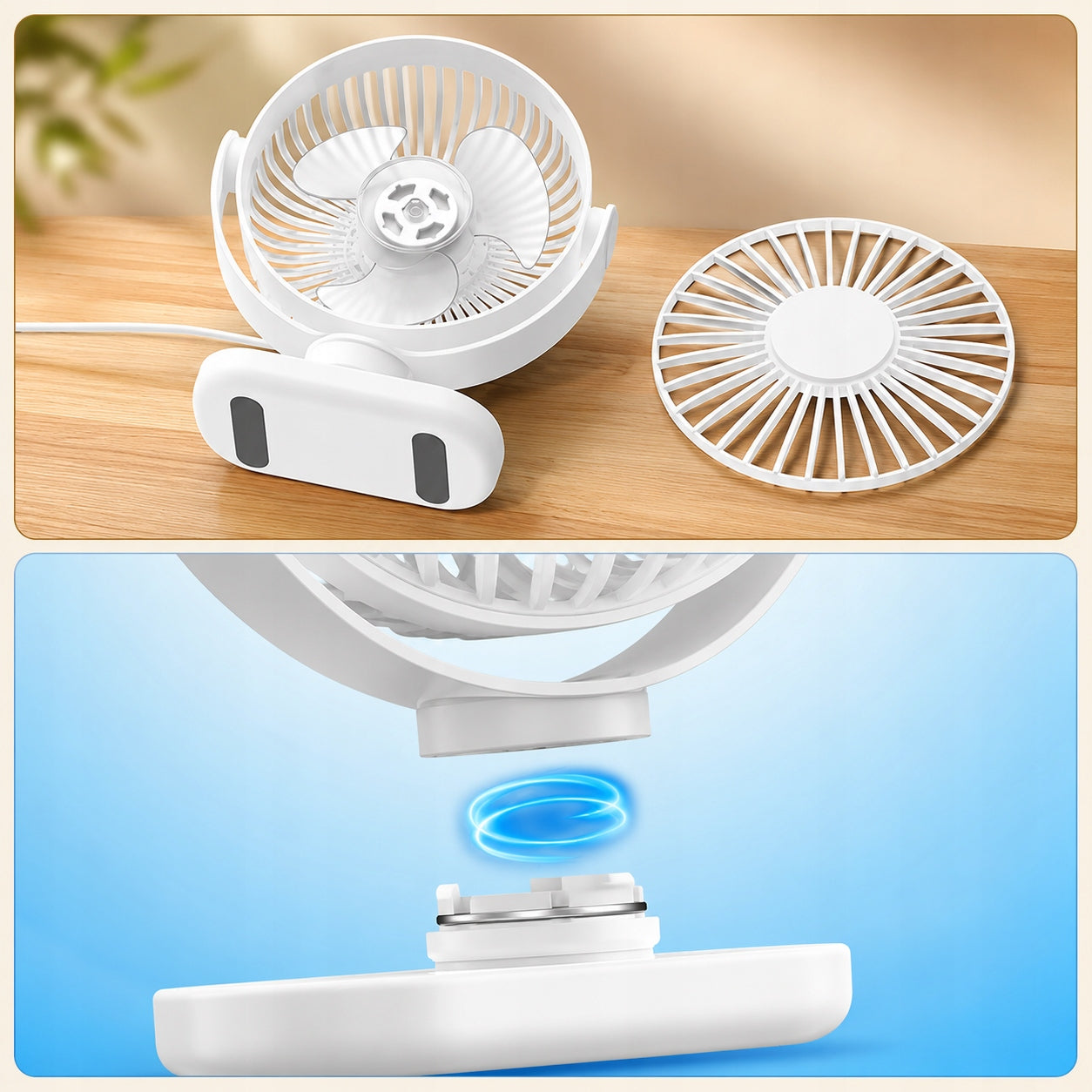 USB Fan Quiet Mini Desk Fan Cooling TOPK K62C White Fan type table