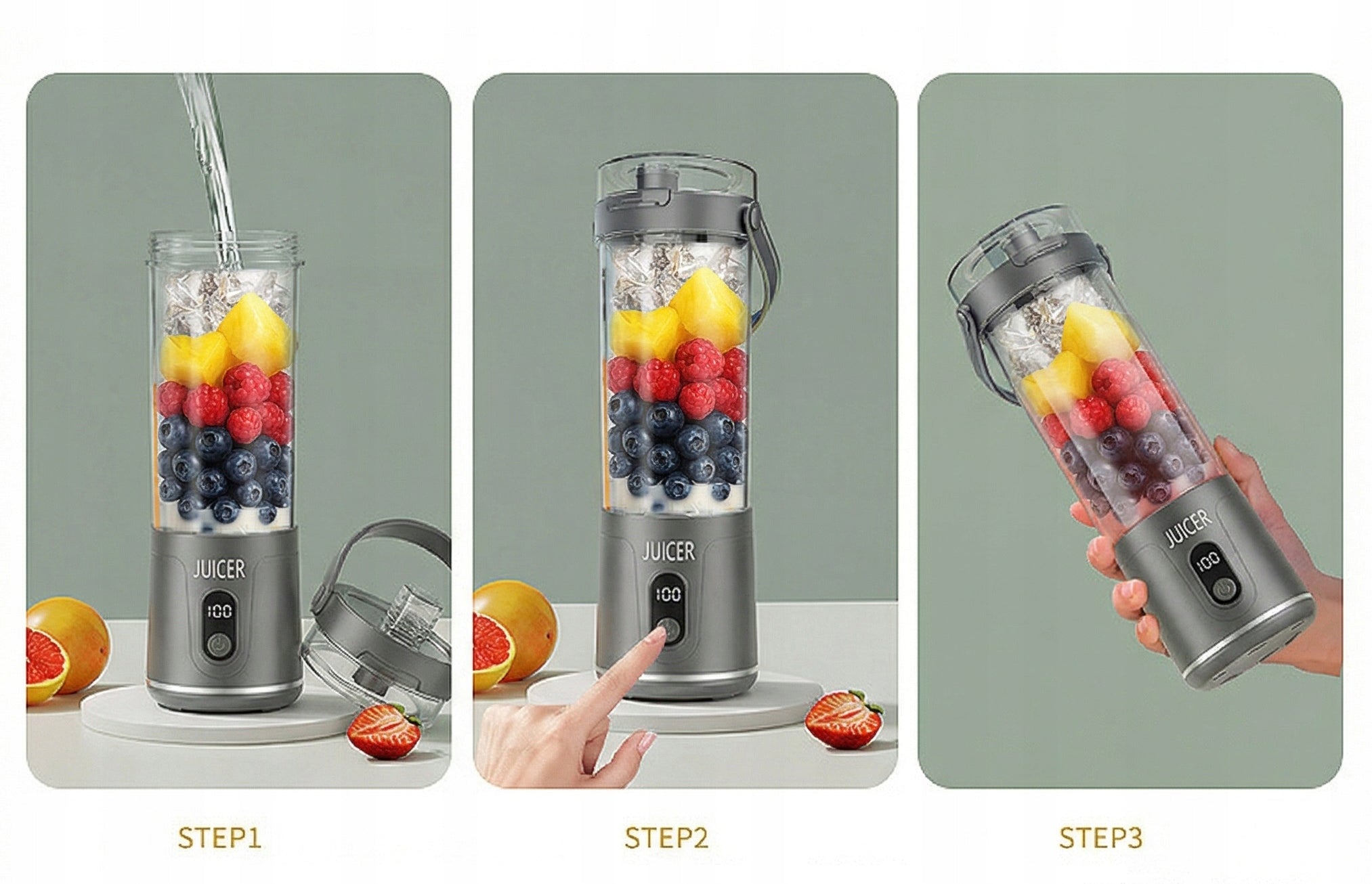 USB Portable Wireless Blender | Next Generation Premium Blender Grey Power rating 50 W