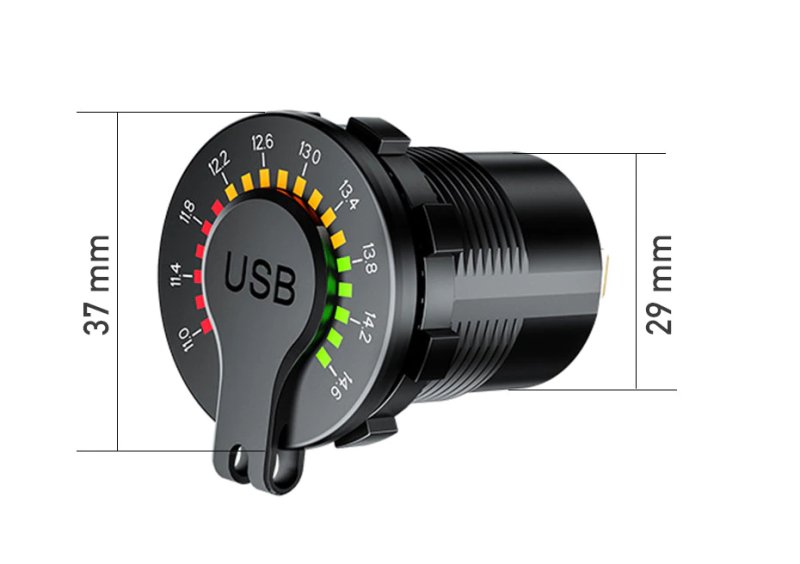 USB QC CHARGER 12V 24V BUILT-IN LED VOLTMETER ON/OFF FOR CAR Manufacturer no brand