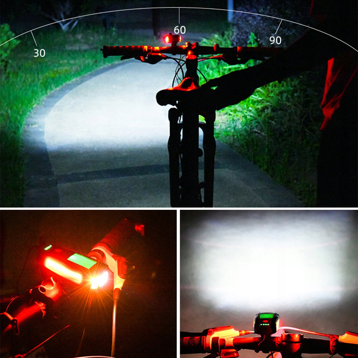 USB Steering Wheel Light Bicycle Lamp With Horn Counter Alarm Brand no brand
