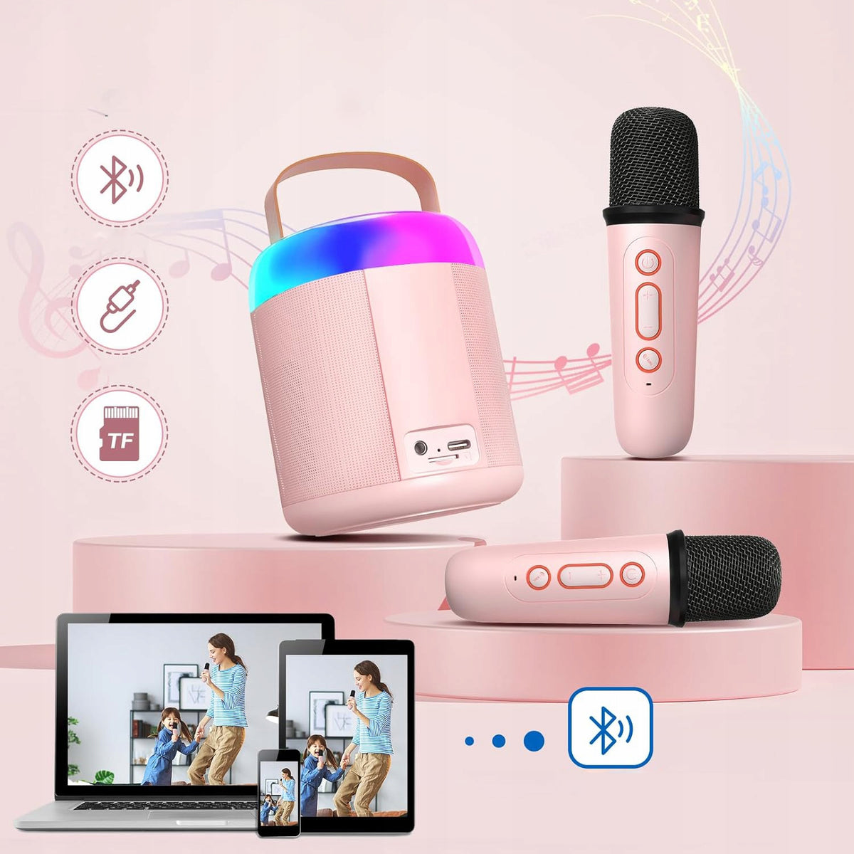 USB TF SD BLUETOOTH SPEAKER PORTABLE WIRELESS WITH 2 MICROPHONES Brand no brand