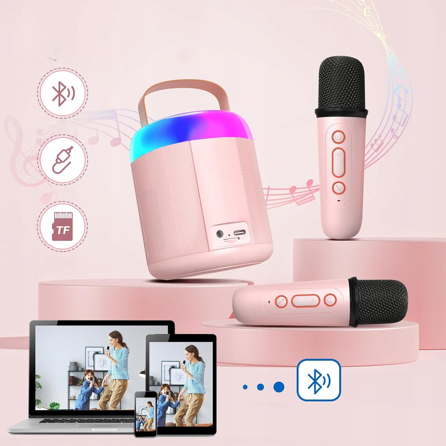 USB TF SD BLUETOOTH SPEAKER PORTABLE WIRELESS WITH 2 MICROPHONES Brand no brand