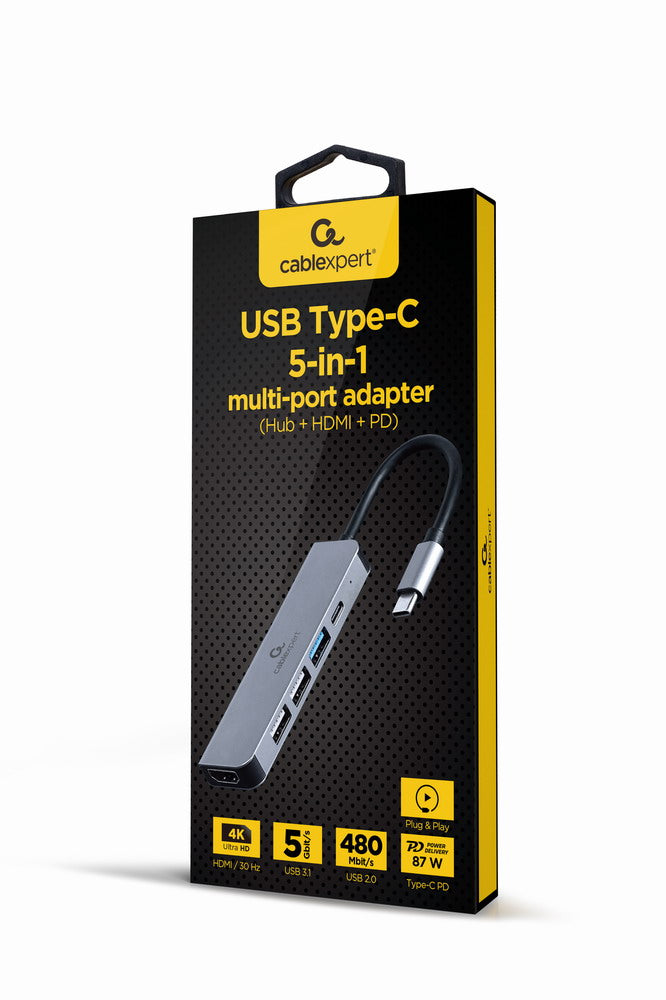 USB Type-C Adapter 5in1 Hub HDMI PD Manufacturer Gembird