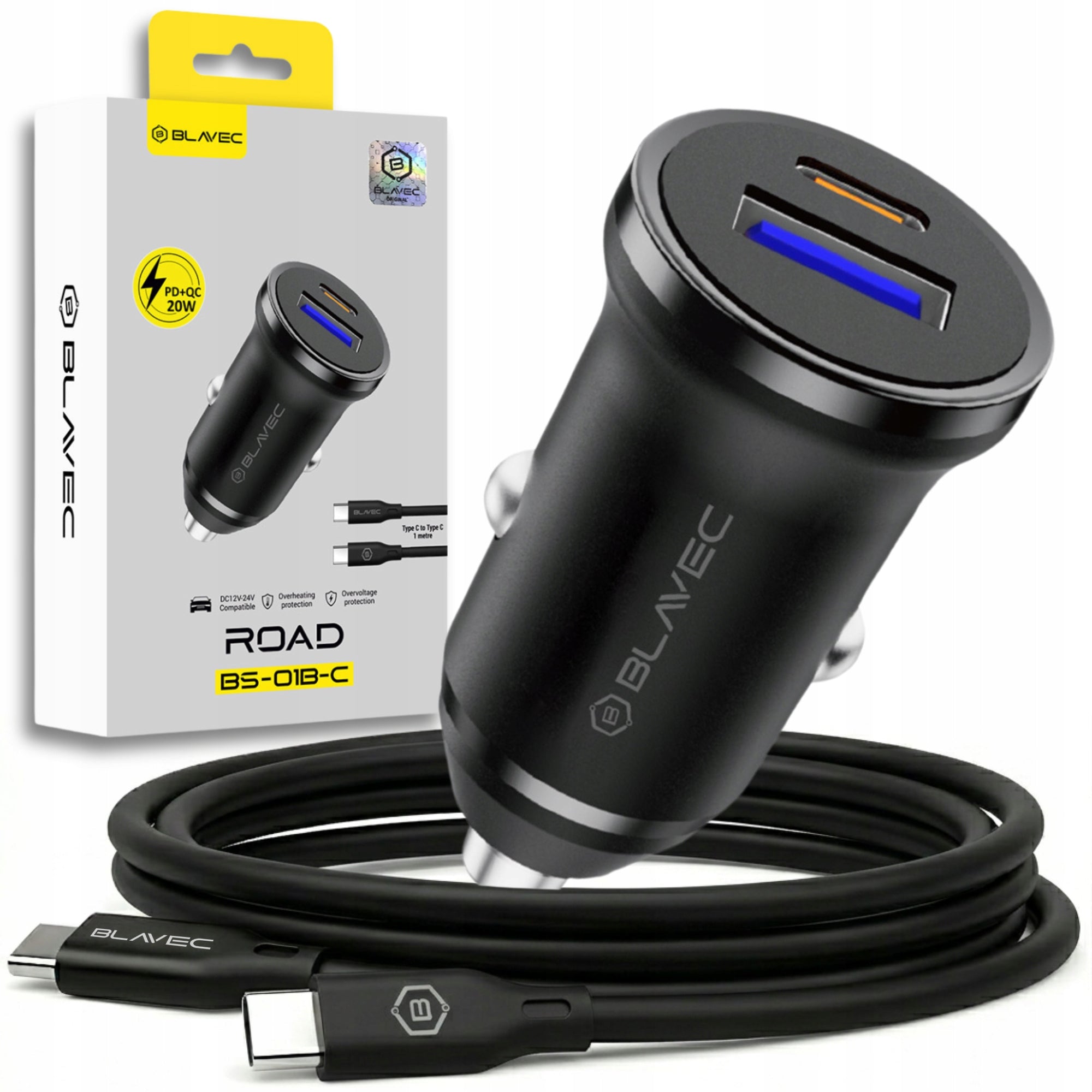 USB USB-C QC3.0 PD 20W Fast Car Charger for Cigarette Lighter Phone