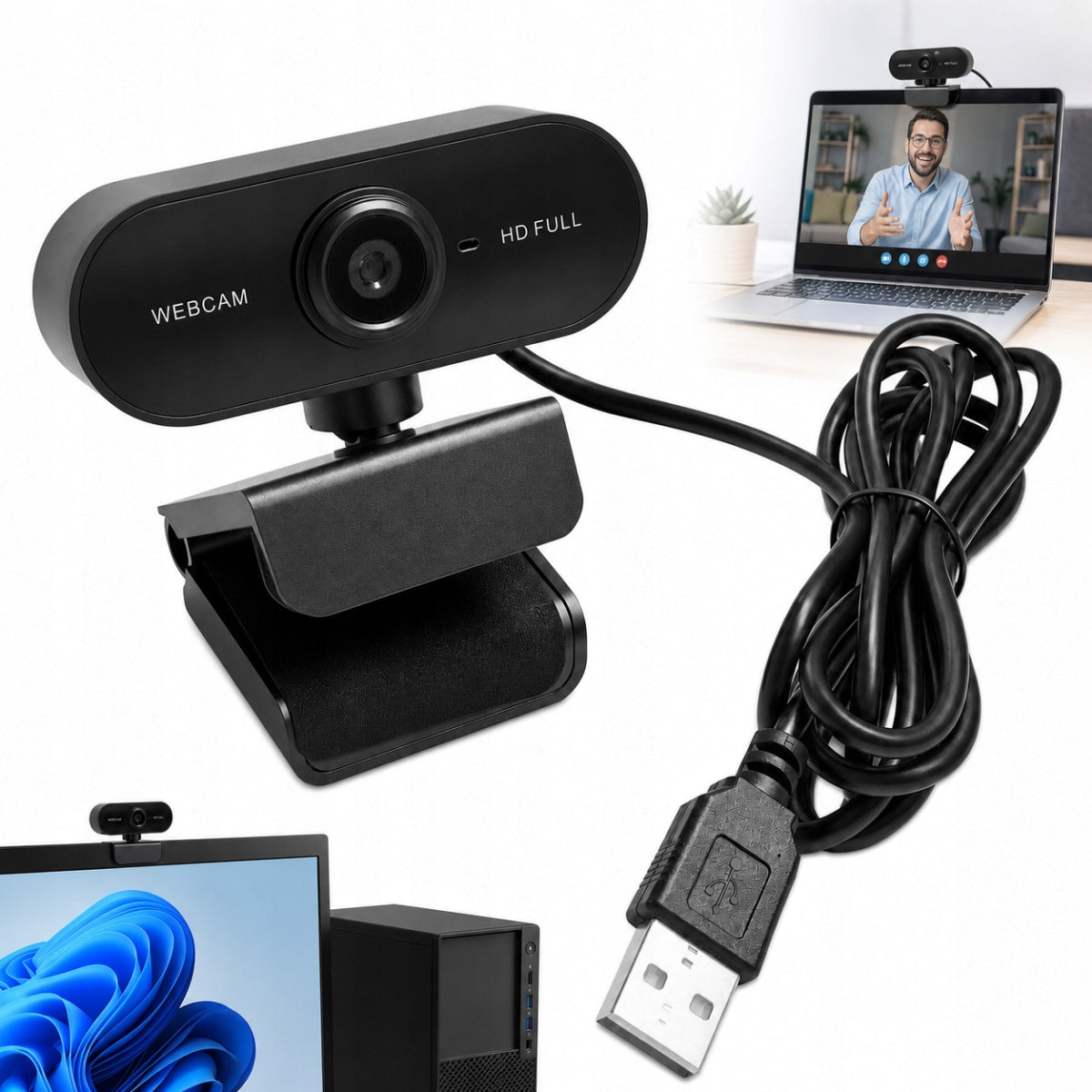 USB Webcam for Laptop Computer Full HD Microphone