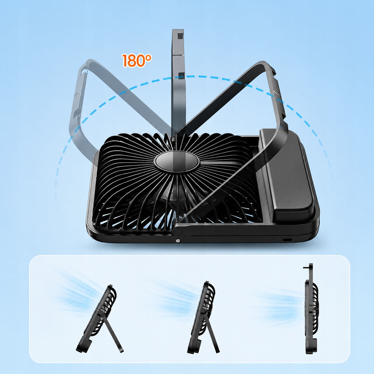 USB Windmill Quiet Mini Desk Fan Camping Cooling 10000mAh Brand Warmco