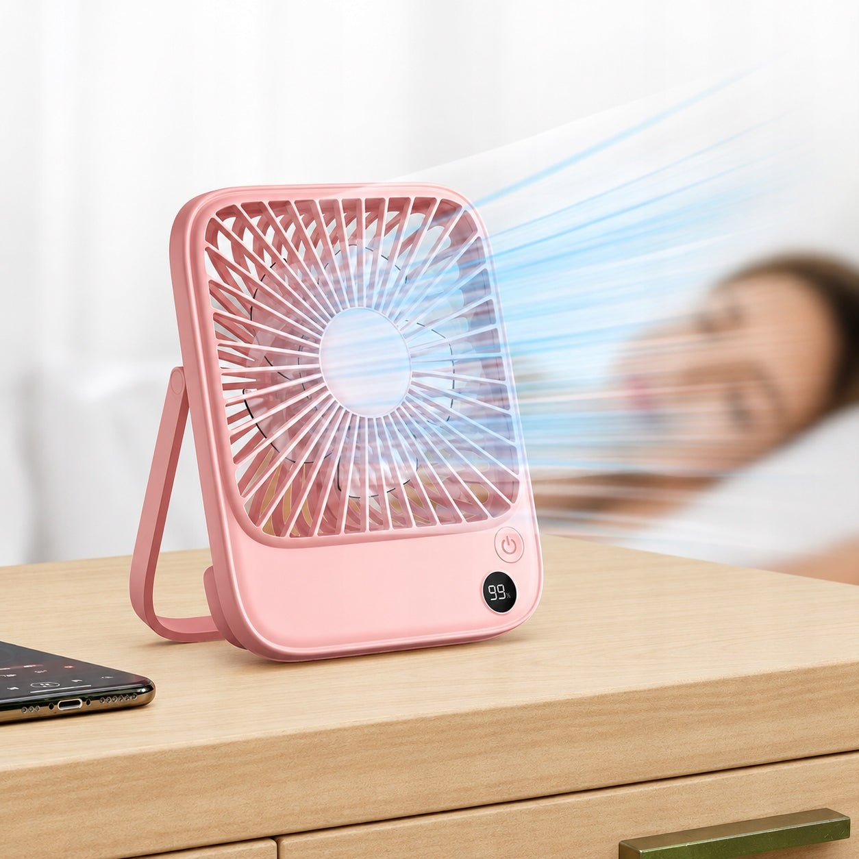 USB Windmill Quiet Mini Desk Fan Cooling 5000mAh TOPK K65 Fan type table