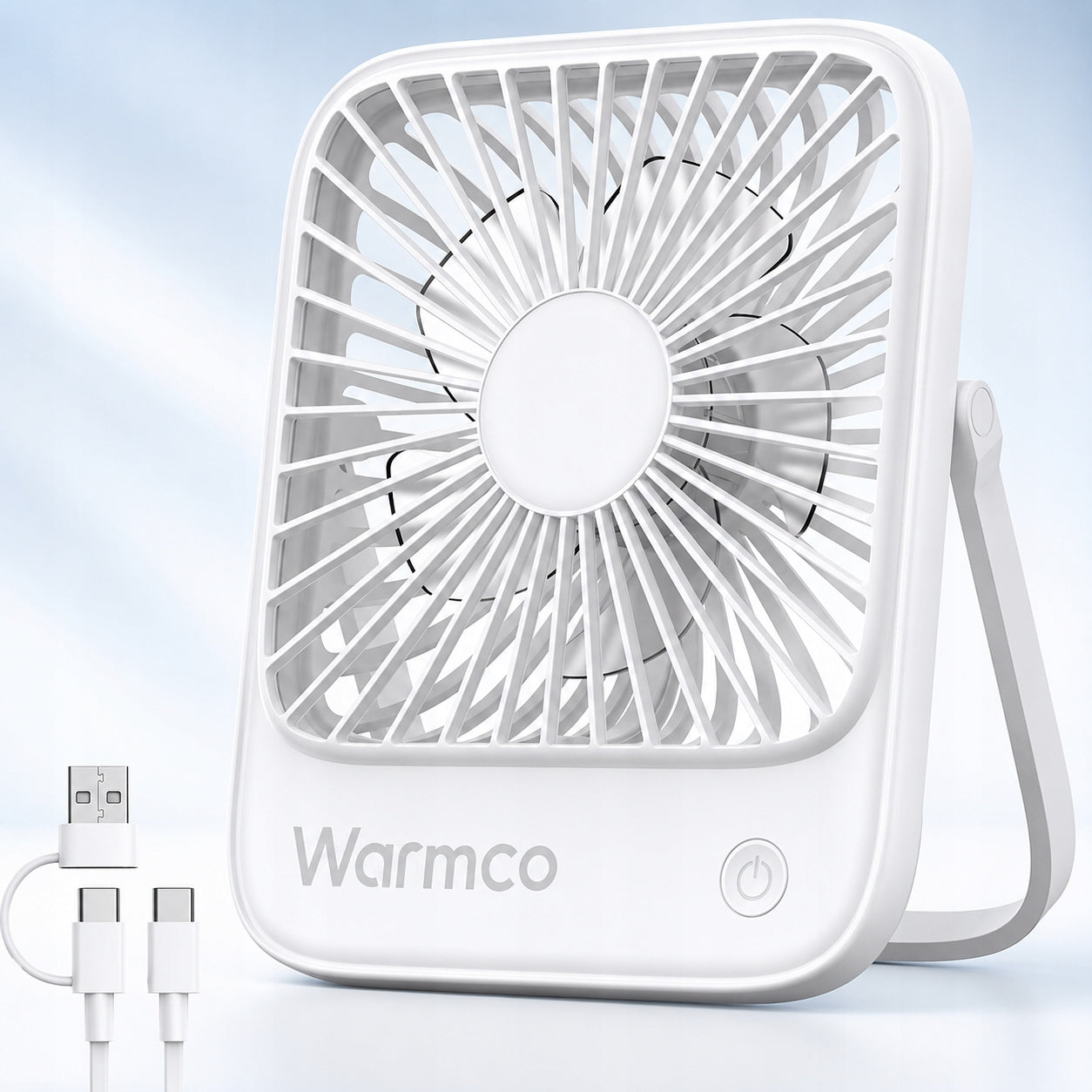 USB Windmill Quiet Mini Desk Fan Cooling USB C USB-C Manufacturer code Cichy mini wentylator wiatrak D1 biały