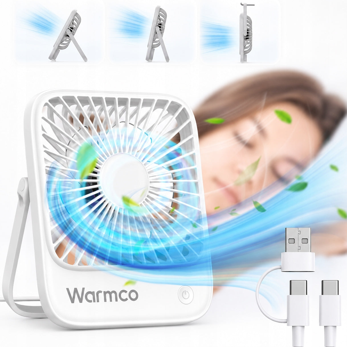 USB Windmill Quiet Mini Desk Fan Cooling USB C USB-C