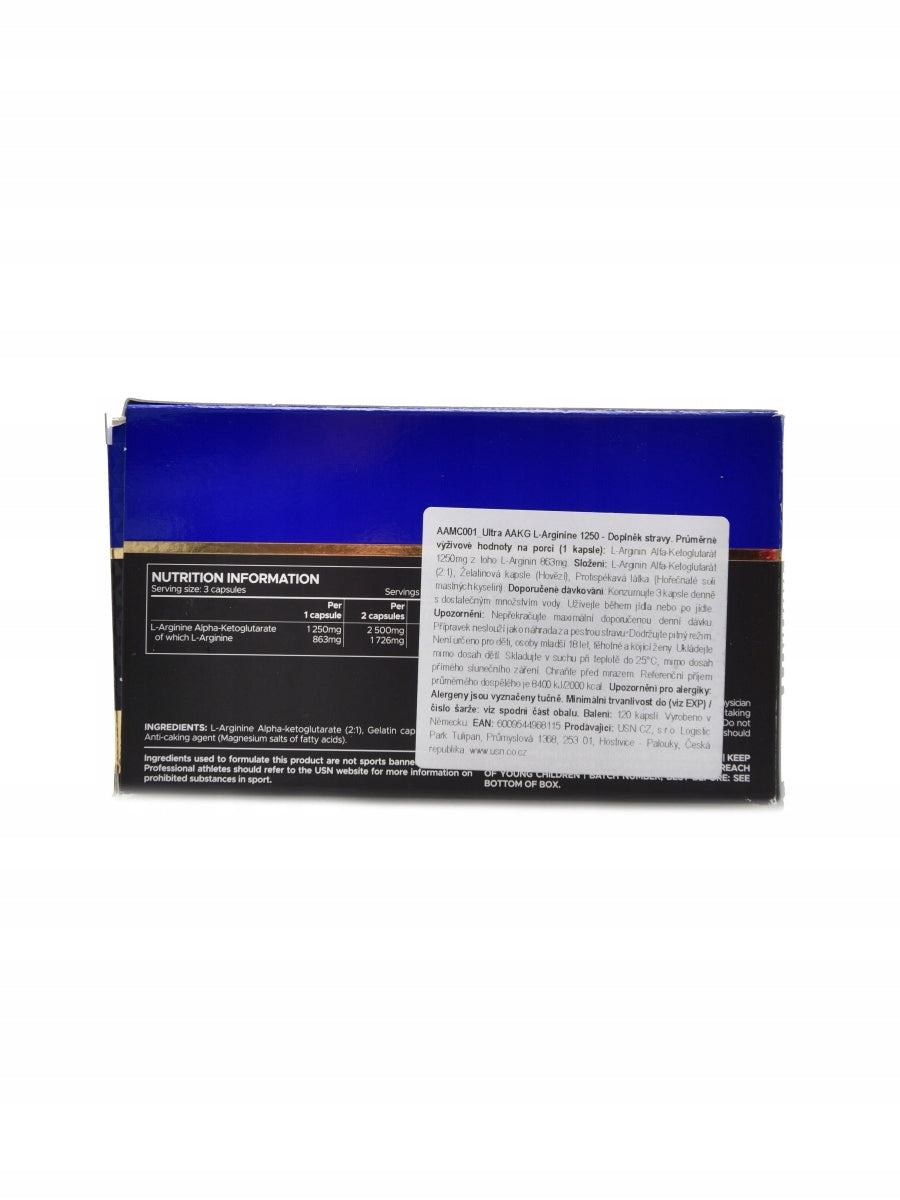 USN AAKG L-Arginine 1250 120 kapslí Expiration date at least six months from the date of purchase