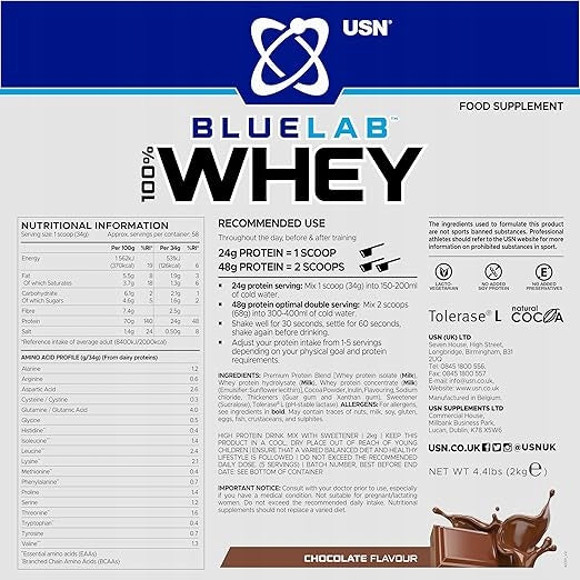 USN Blue Lab Whey flavor Chocolate BCAA Concentrate ISOLATE HYDROLYZATE Protein Packaging status original