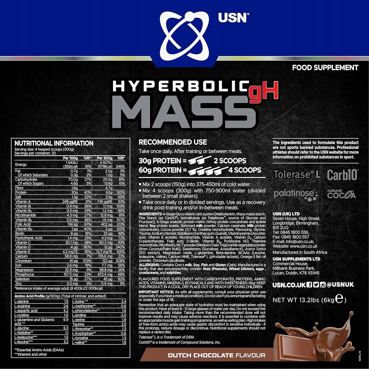 USN Hyperbolic Mass gH 6000 Mega Composition CARBON COMPLEX Mass Creatine BCAA HMB Packaging status original