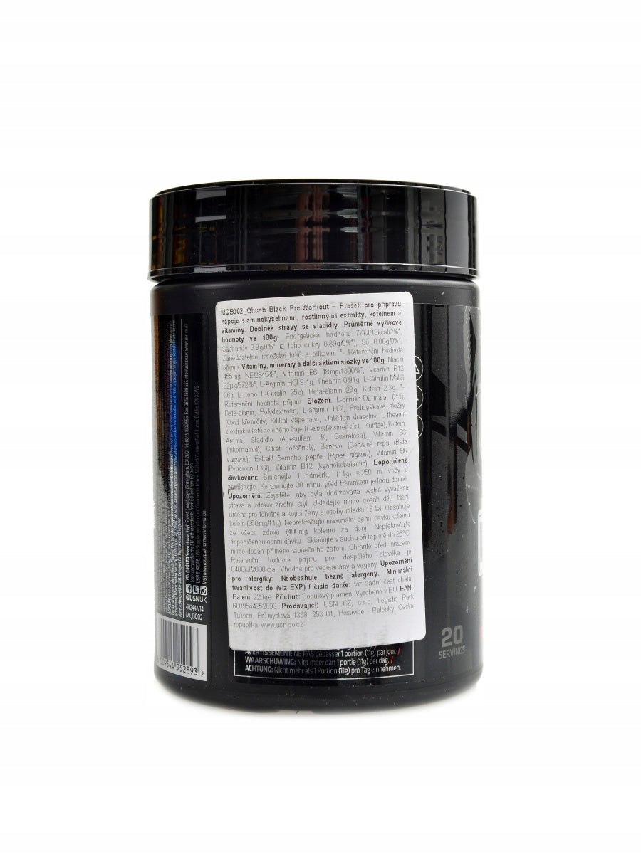 USN Qhush Black 220 g bobulový plamen Expiration date at least six months from the date of purchase