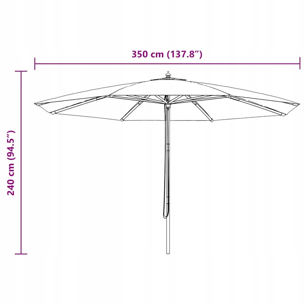 UV garden umbrella made of polyester, green, 350x240 cm, 48 mm post diameter Manufacturer no brand