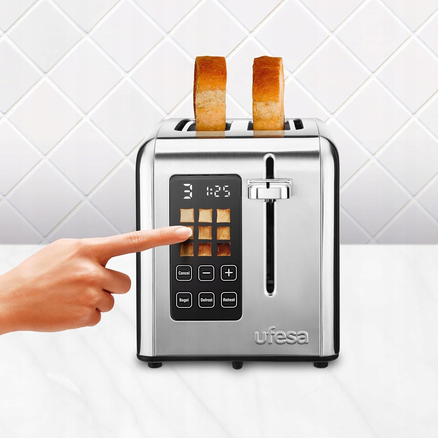 Ufesa Digital Toaster 950W 2 Sockets 9 Levels Heating Bagel Power rating 950 W