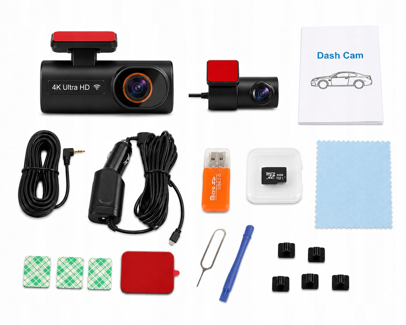 Ultra HD 4K Car Video Recorder with Wi-Fi and Two G-sensor Cameras Manufacturer code Wideorejestrator samochodowy Ultra HD 4K z Wi