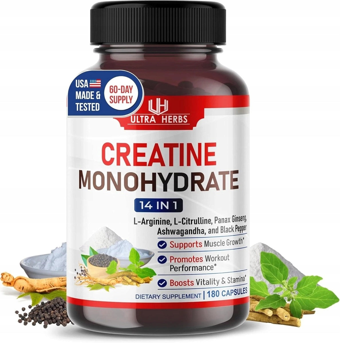 Ultra Herbs Creatine Monohydrate in Micronized Powder, Pure Muscle