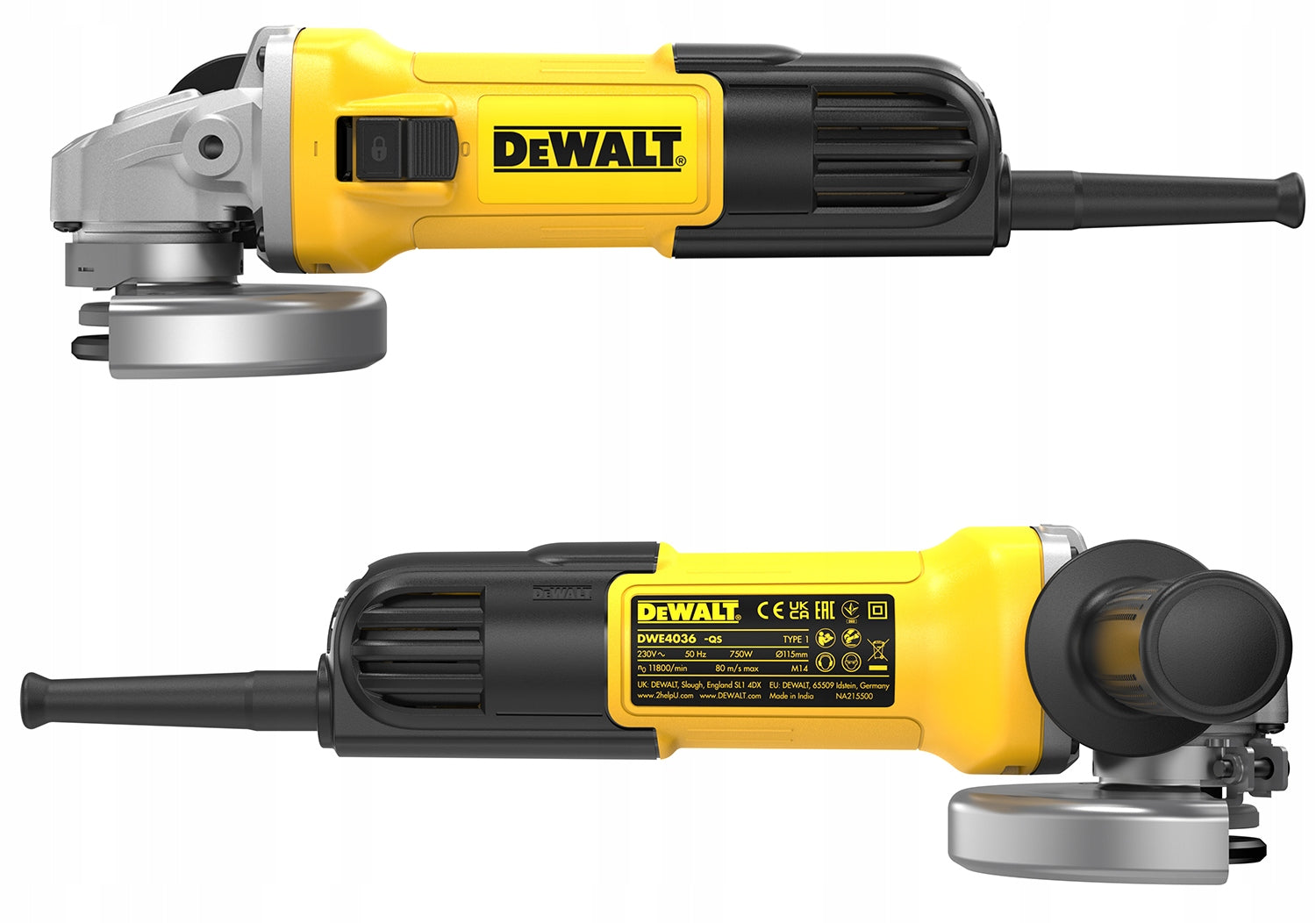 Ultra Slim DeWALT 125/115mm 750W DWE4036-QS ANGLE GRINDER Brand DeWalt