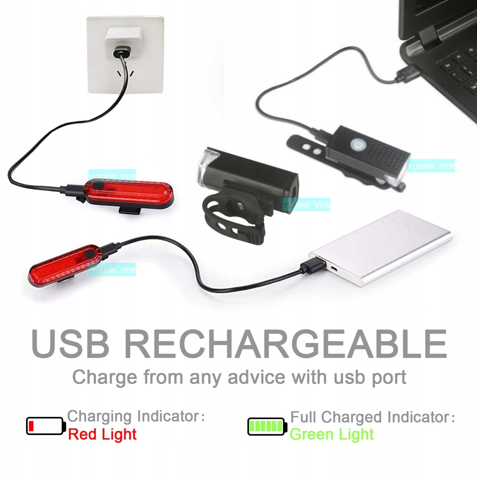 Ultra bright rechargeable bicycle lights, front and rear headlights Manufacturer code ony-alg-032