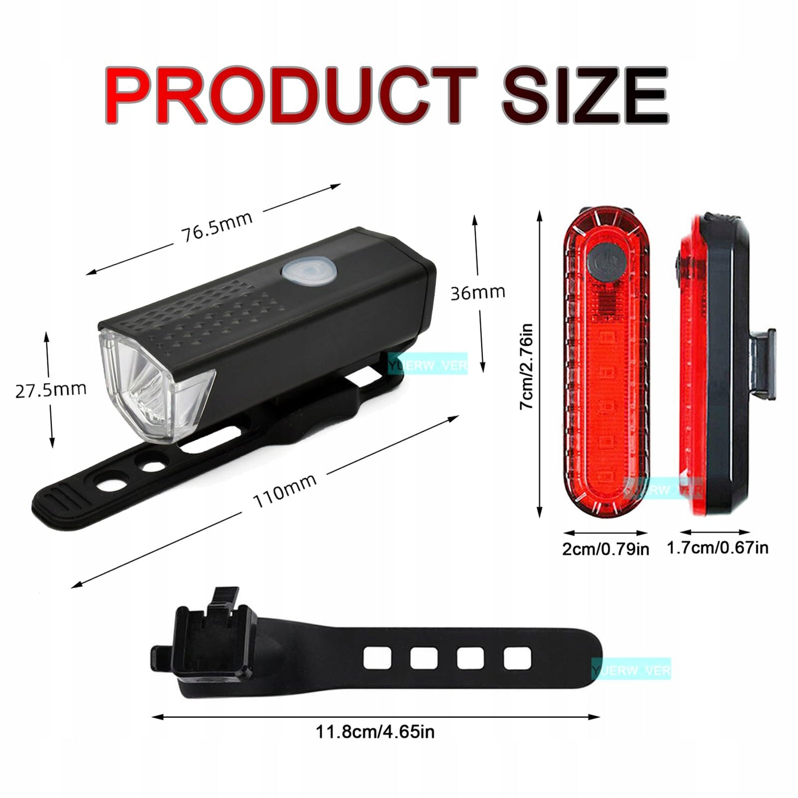 Ultra bright rechargeable bicycle lights, front and rear headlights Packaging status original
