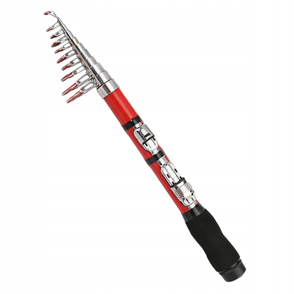 Ultralight Fishing Rod Carbon Telescopic Hard Pole Travel Fishing Red 1.5m
