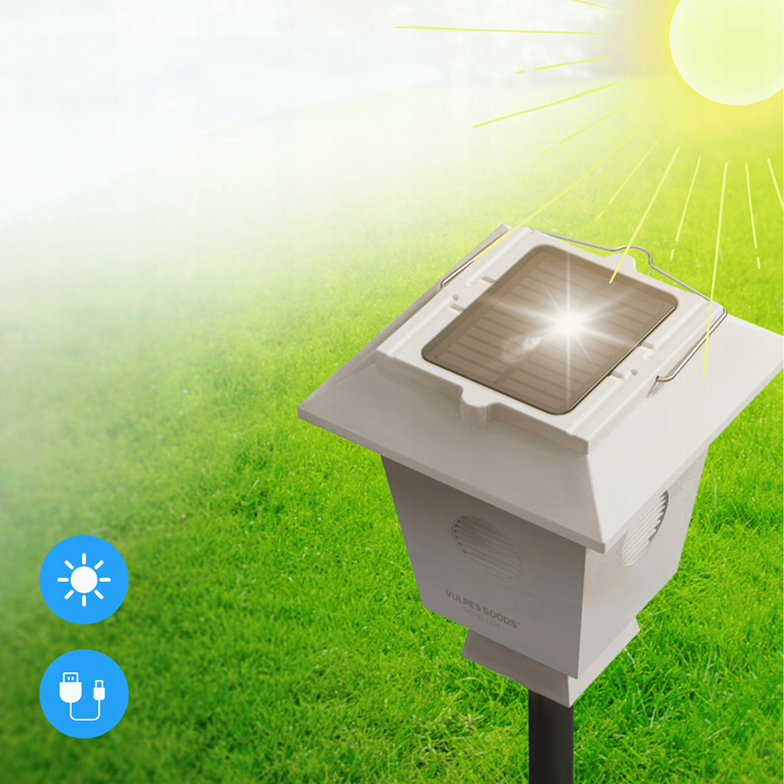 Ultrasonic Solar Deterrent Animal Bird Pigeon Waterproof 1600m Customs tariff code 85437090