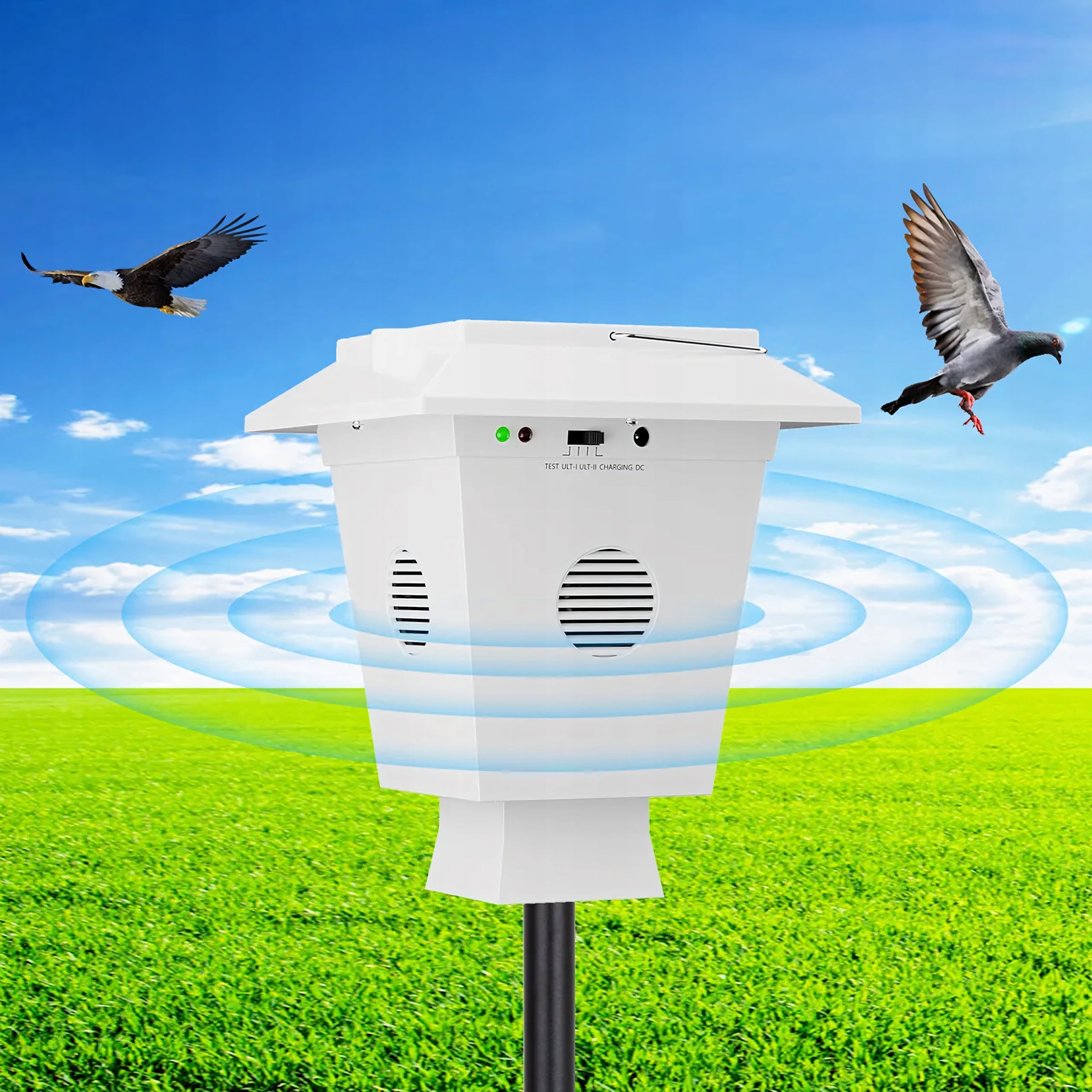 Ultrasonic Solar Deterrent Animal Bird Pigeon Waterproof 1600m Kind repellent