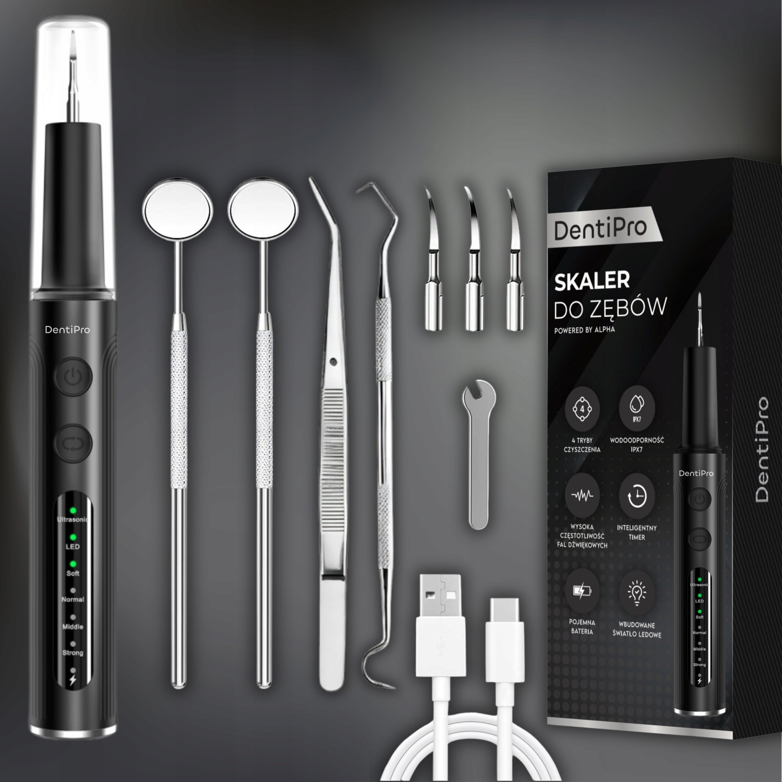Ultrasonic Tooth Scaler - 4 Modes for Tartar Removal Manufacturer code AWS-02