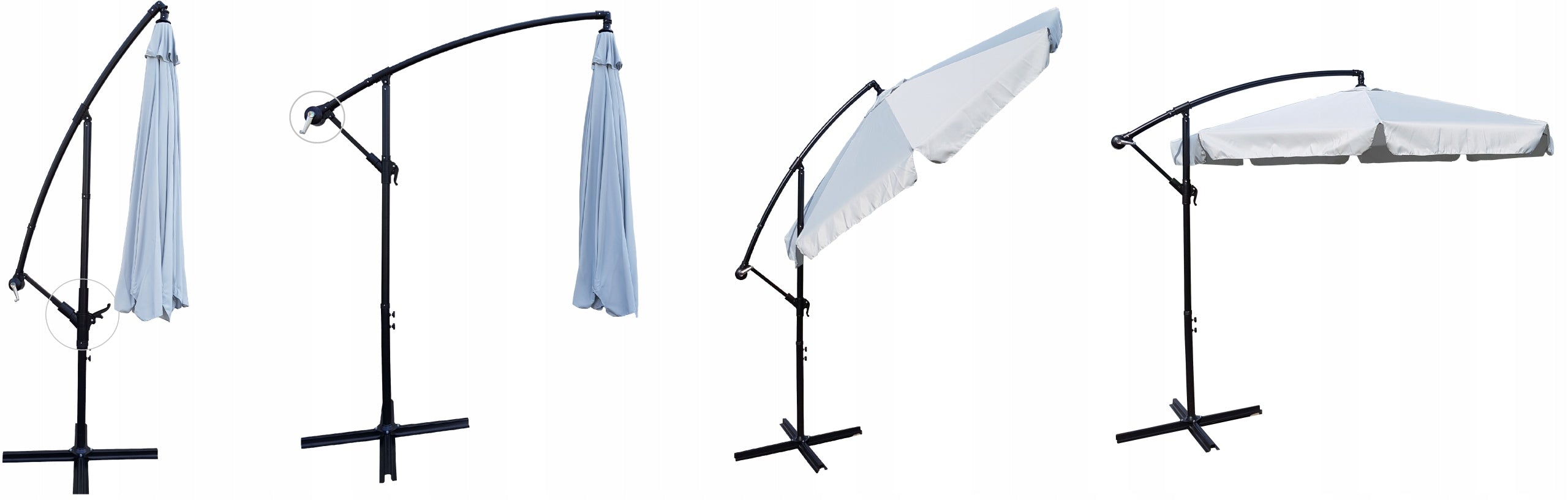 Umbrella 350cm Garden FOLDING WITH BOOM valance LARGE BEIGE LIGHT Manufacturer code 5904224308537