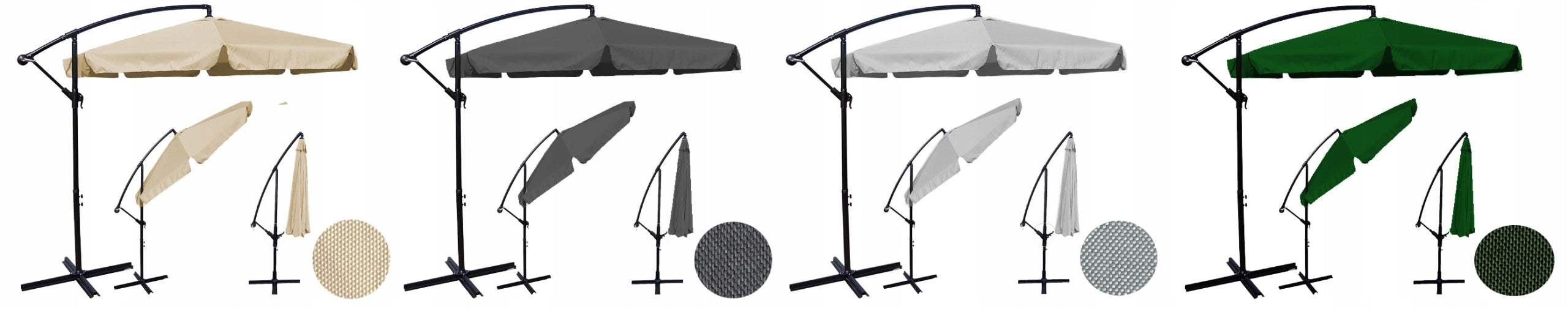 Umbrella 350cm Garden FOLDING WITH BOOM valance LARGE BEIGE LIGHT Product weight with unit packaging 14 kg