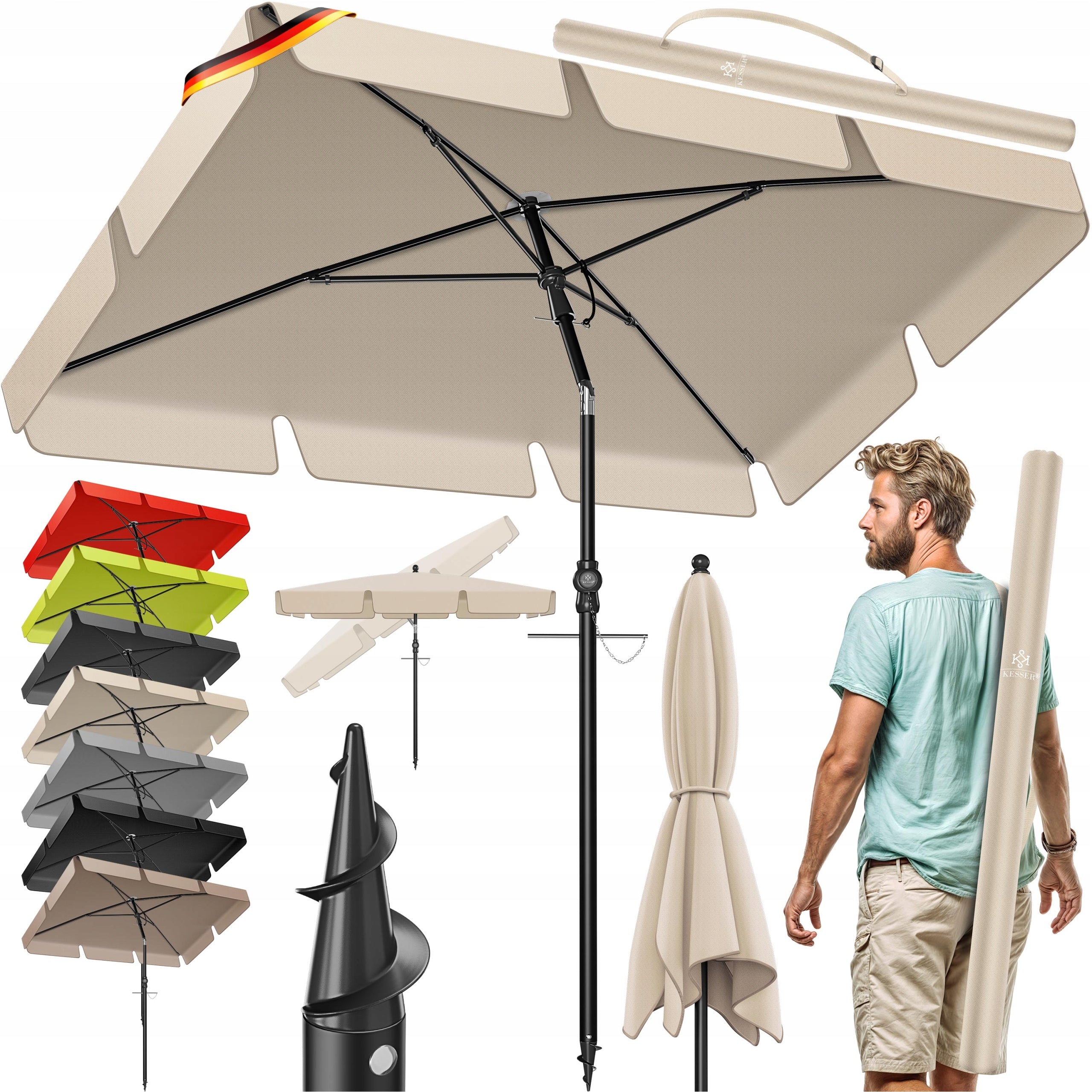 Umbrella BEIGE GARDEN CAMPING TERRACE 250 x 245 cm